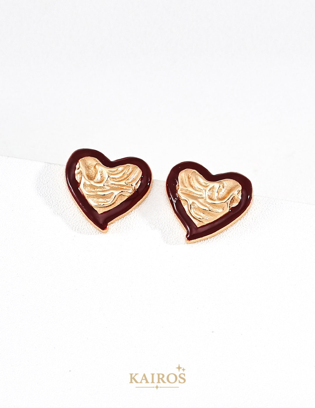 Kairos logo-only cover - Heart Blessing Enamel Stud Earrings
