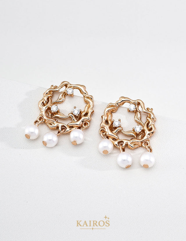 Lava Bloom Pearl Radiance Stud Earrings