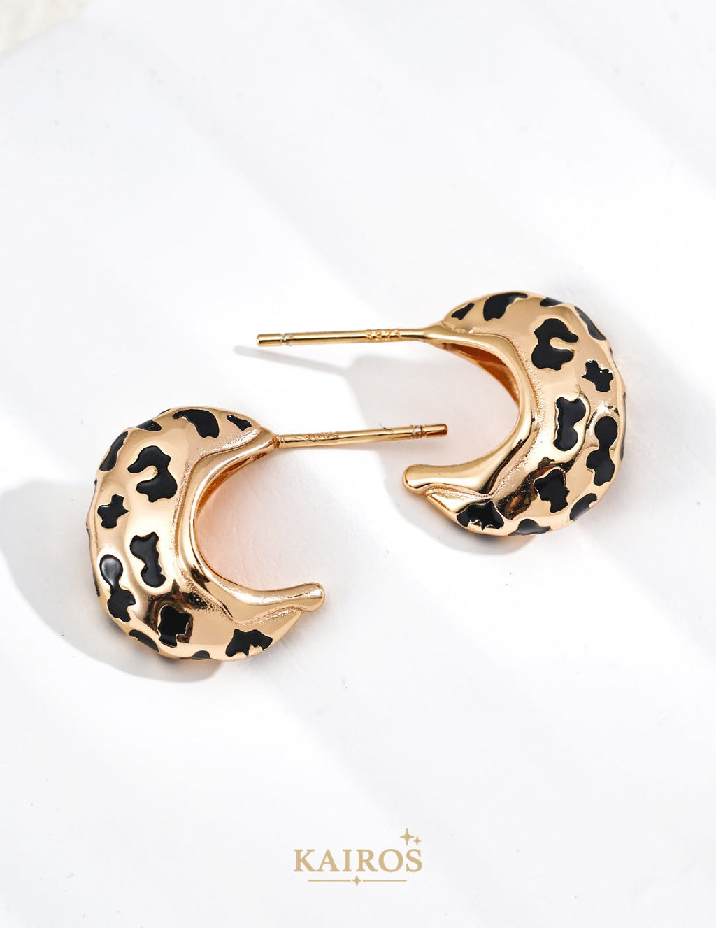 Kairos logo-only cover - Leopard Enamel Stud Earrings
