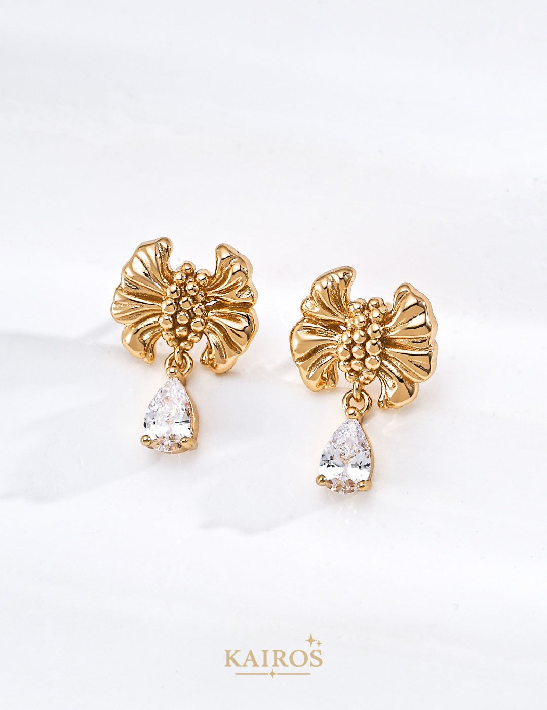 Kairos logo-only cover - Gilded Ribbon Zirconia Earrings