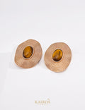 Kairos logo-only cover - Tiger's Eye & Mother-of-Pearl Earrings