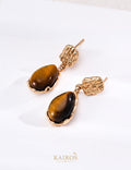 Kairos logo-only cover - Carved Tiger's Eye & Mother-of-Pearl Earrings