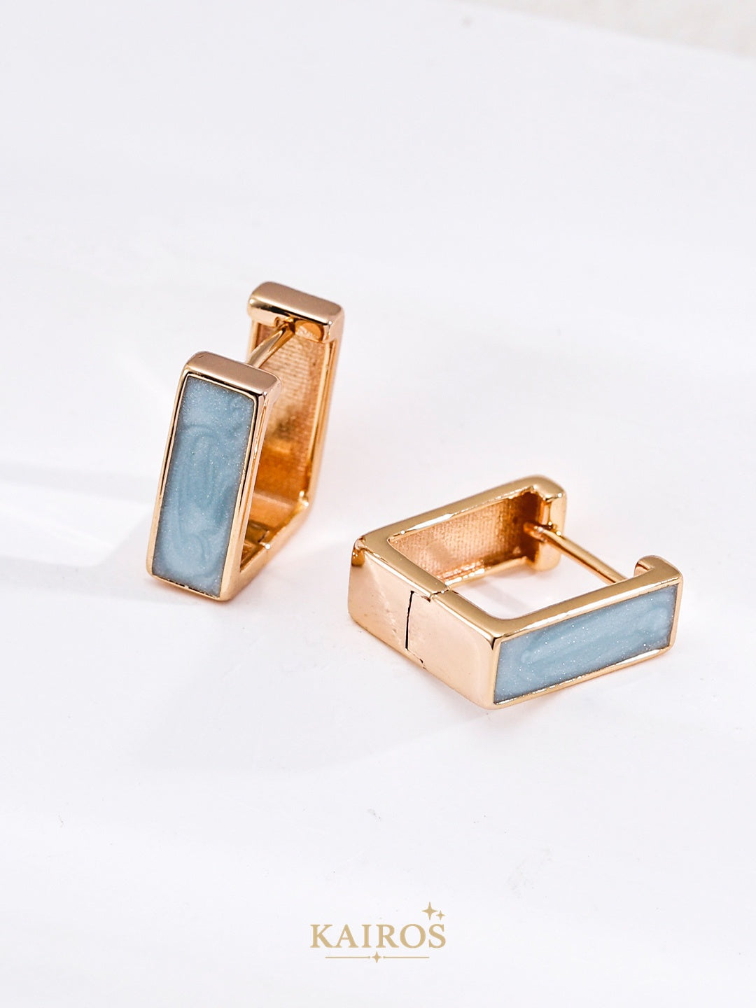 Kairos logo-only cover - French Enamel Stud Earrings