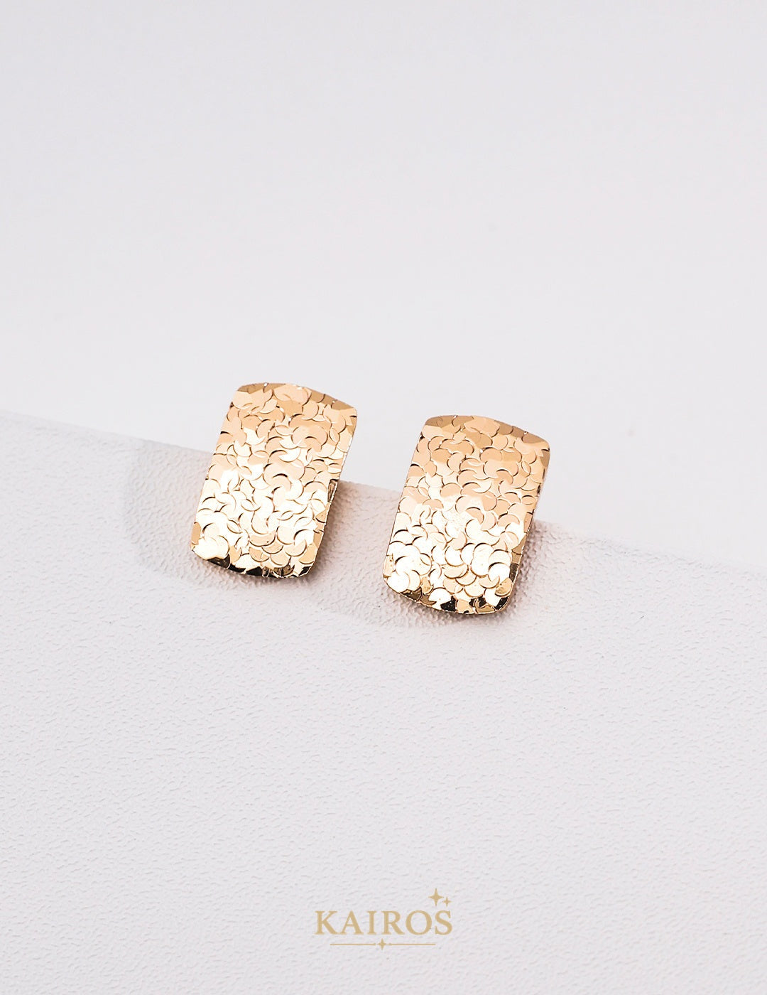 Kairos logo-only cover - Textured Rectangle Stud Earrings