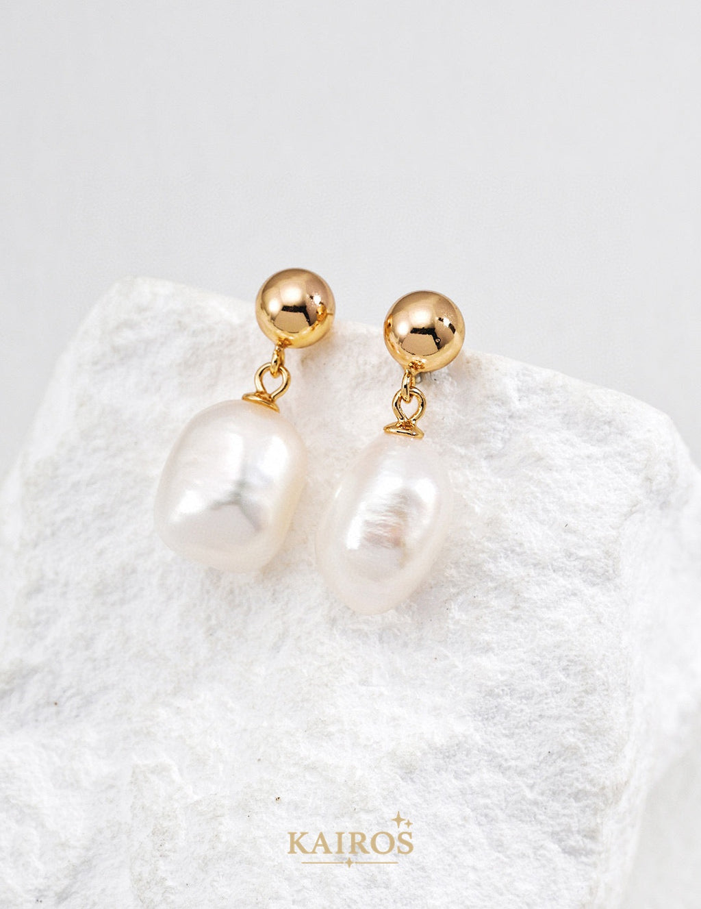 Kairos logo-only cover - Pearl Grace Baroque Pearl Earrings