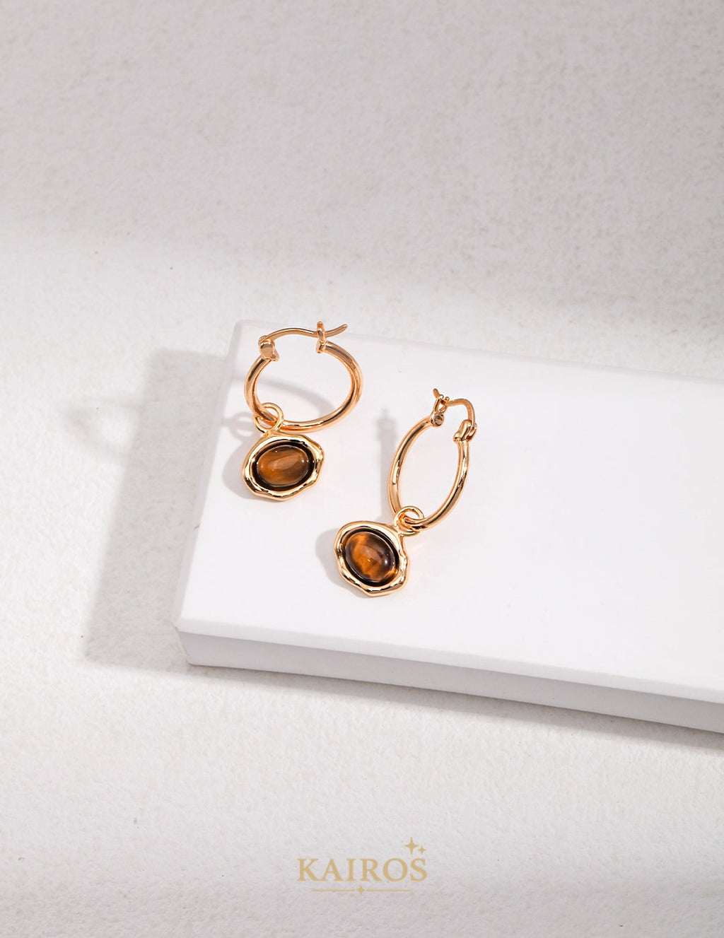Kairos logo-only cover - Tiger Eye Serenity Grace Earrings