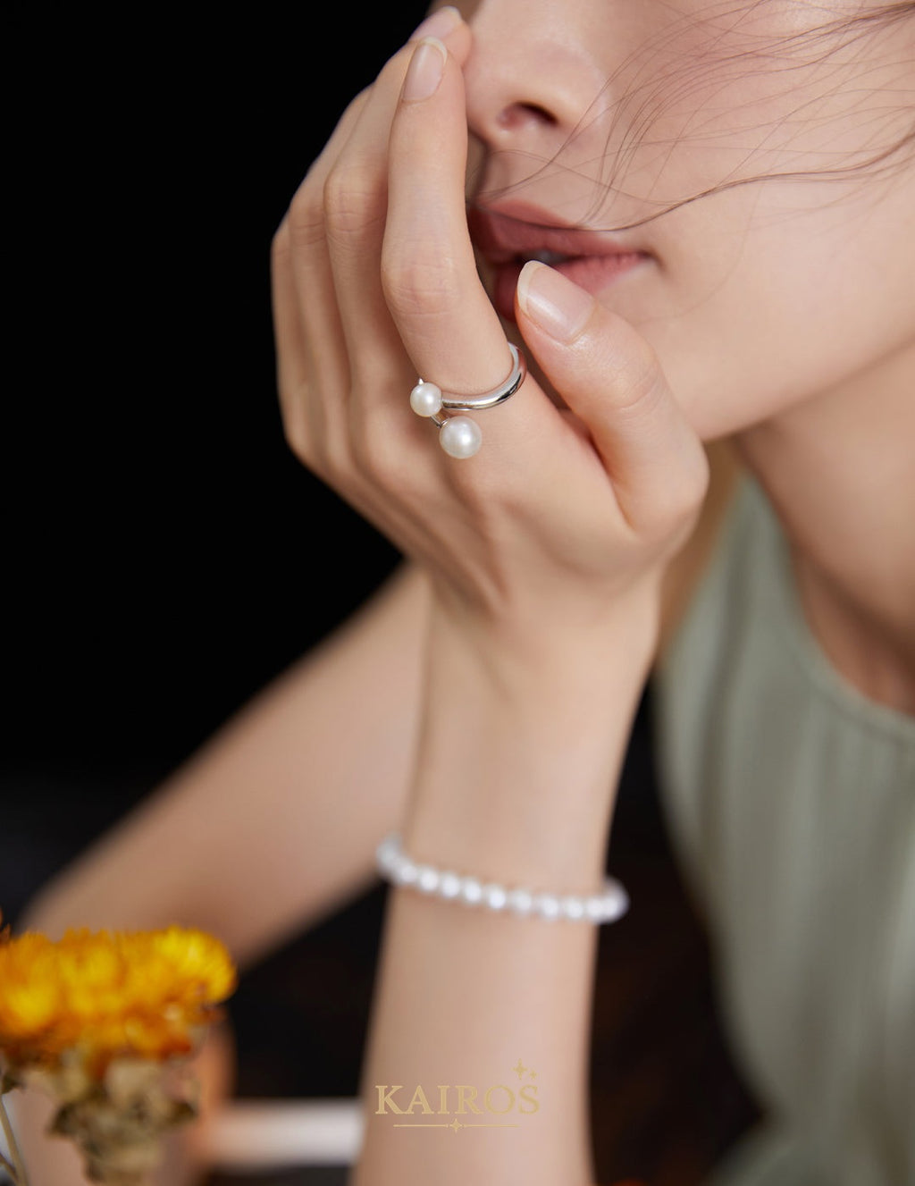 Kairos logo-only cover - Blooming Garden Pearl Ring