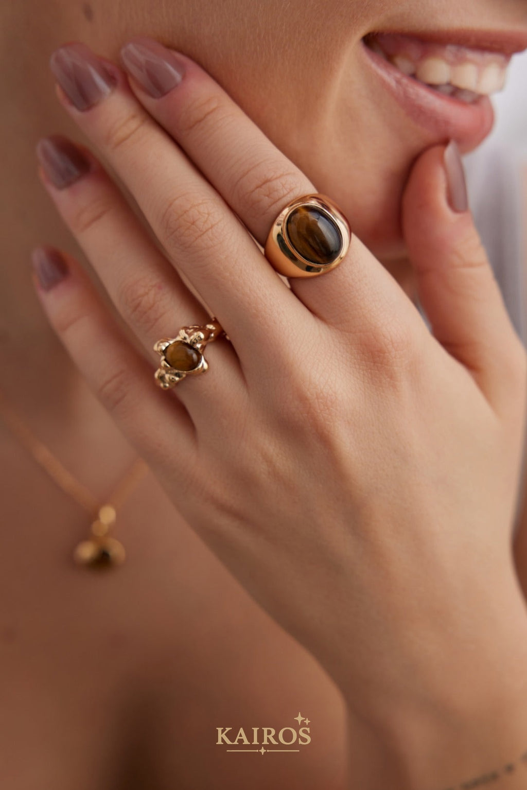 Kairos logo-only cover - Tiger Eye Grace Ring