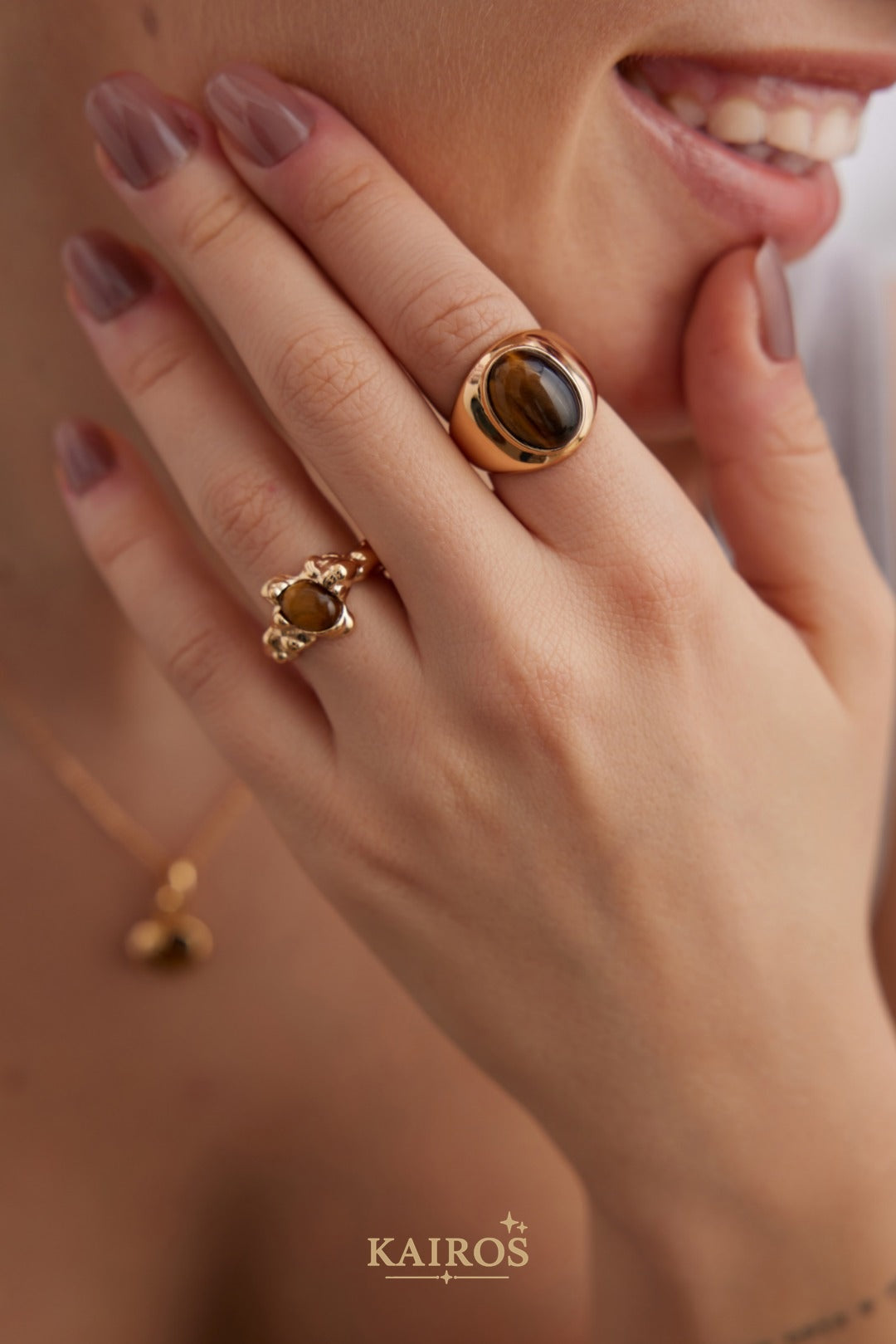 Kairos logo-only cover - Tiger Eye Grace Ring
