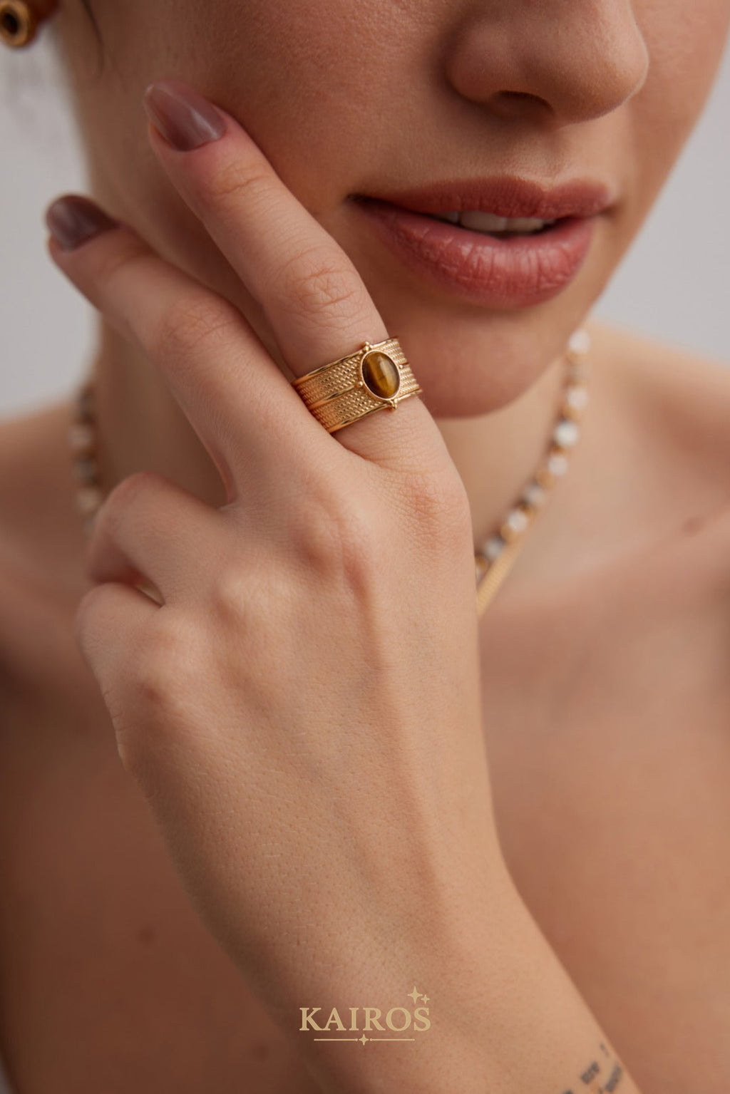Kairos logo-only cover - Tiger Eye Muse Ring