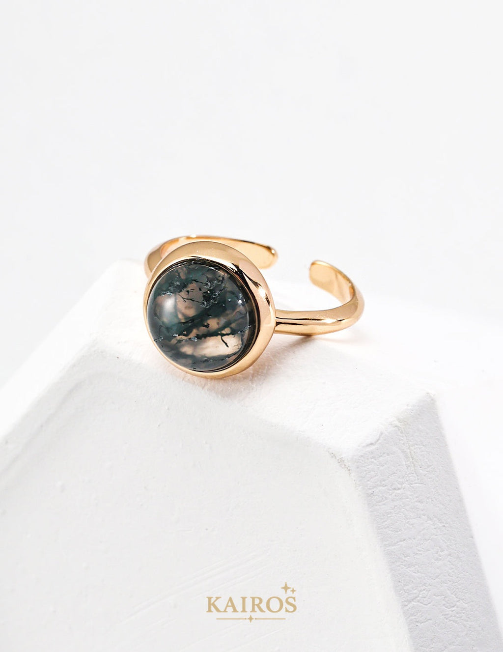 Kairos logo-only cover - Agate Charm Ring