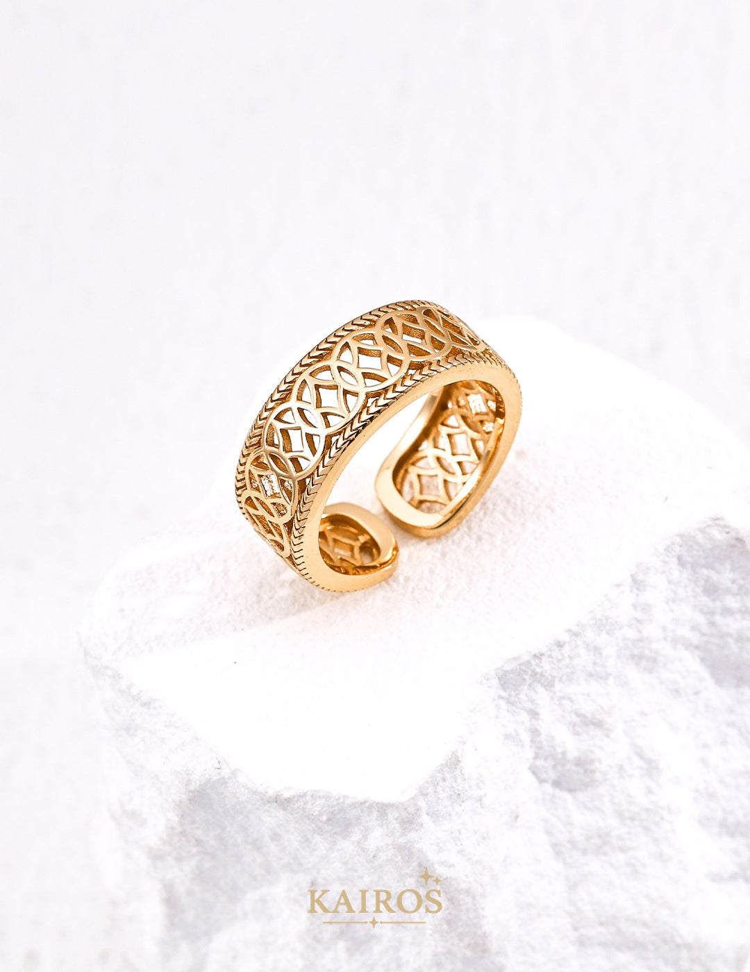 Kairos logo-only cover - Square Halo Grace Ring