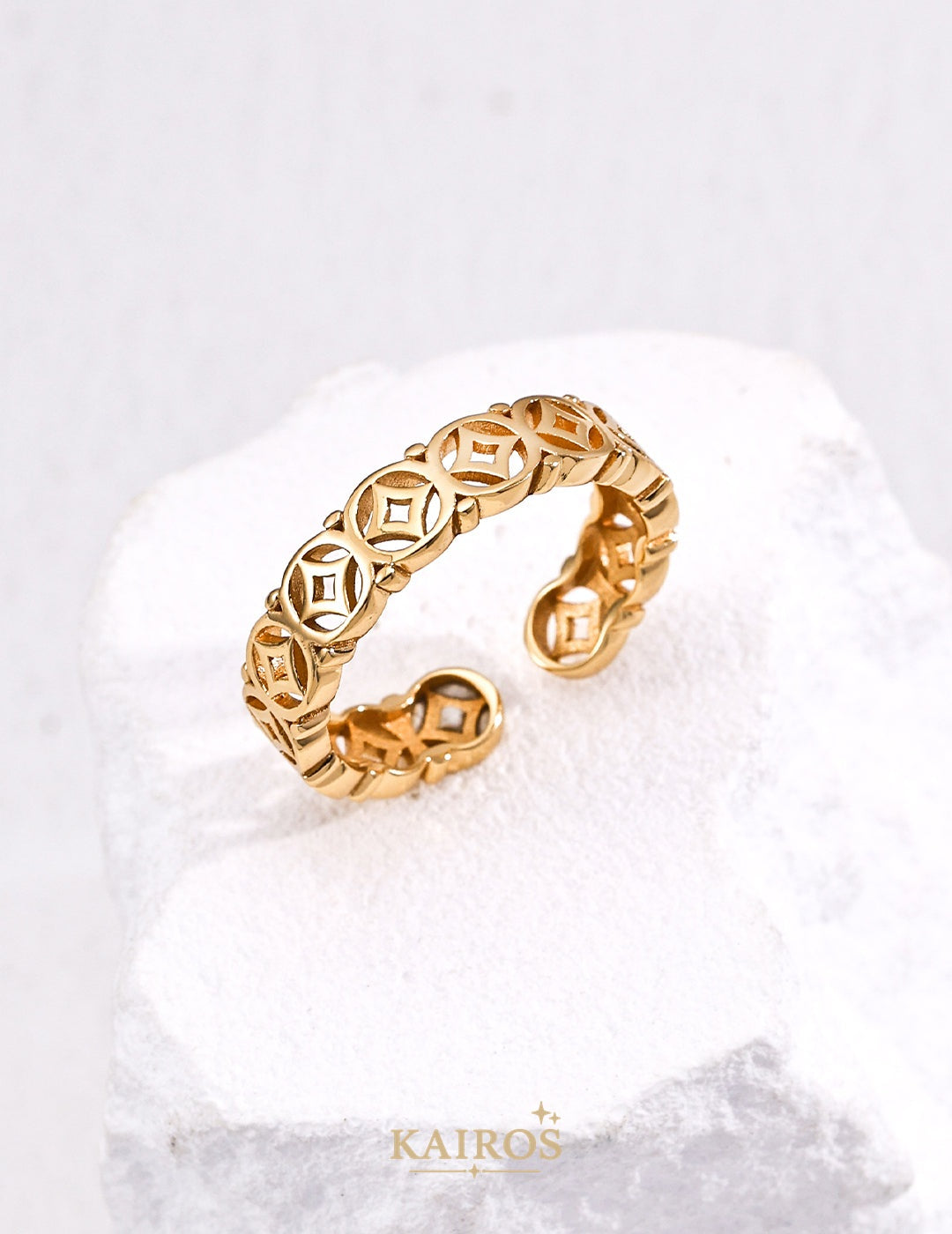 Kairos logo-only cover - Square Halo Ring