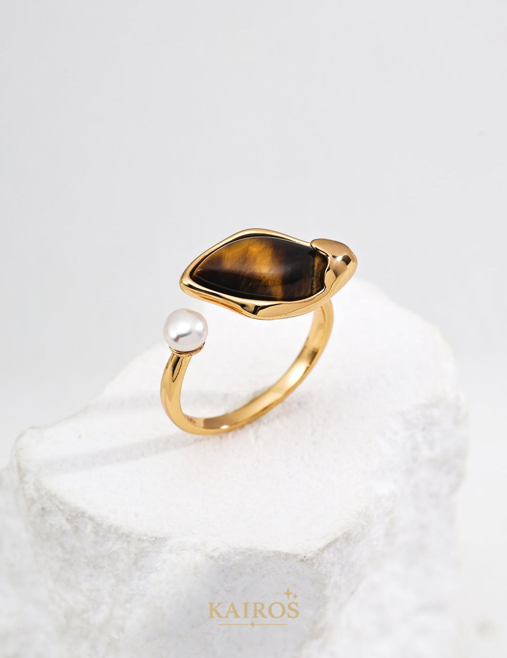 Kairos logo-only cover - Leaf Pearl Ring
