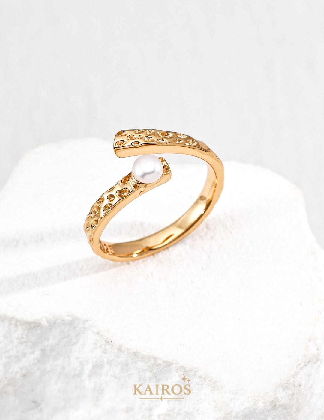 Kairos logo-only cover - Hand-Forged Pearl Ring
