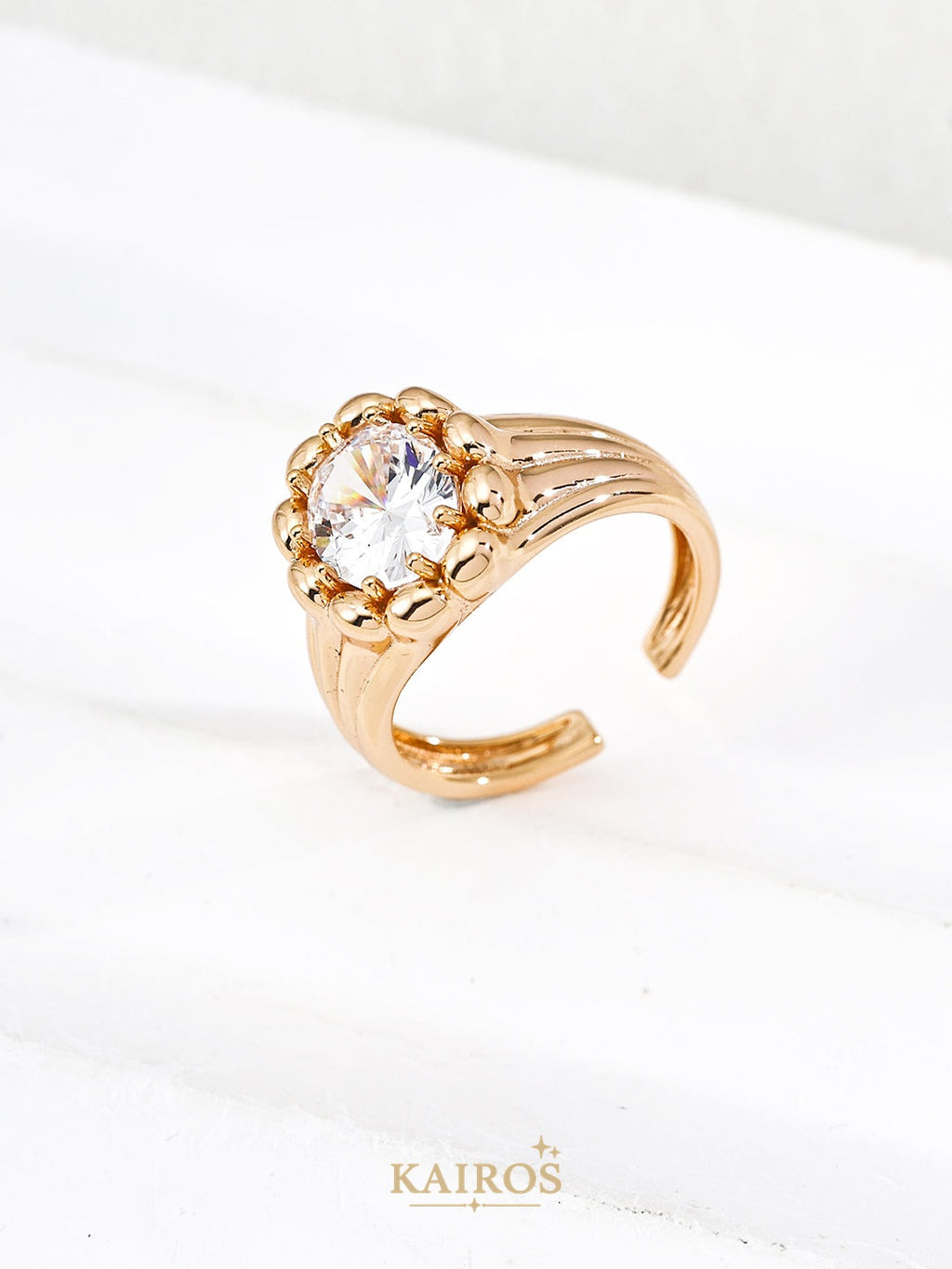 Kairos logo-only cover - Square Halo Sparkle Ring