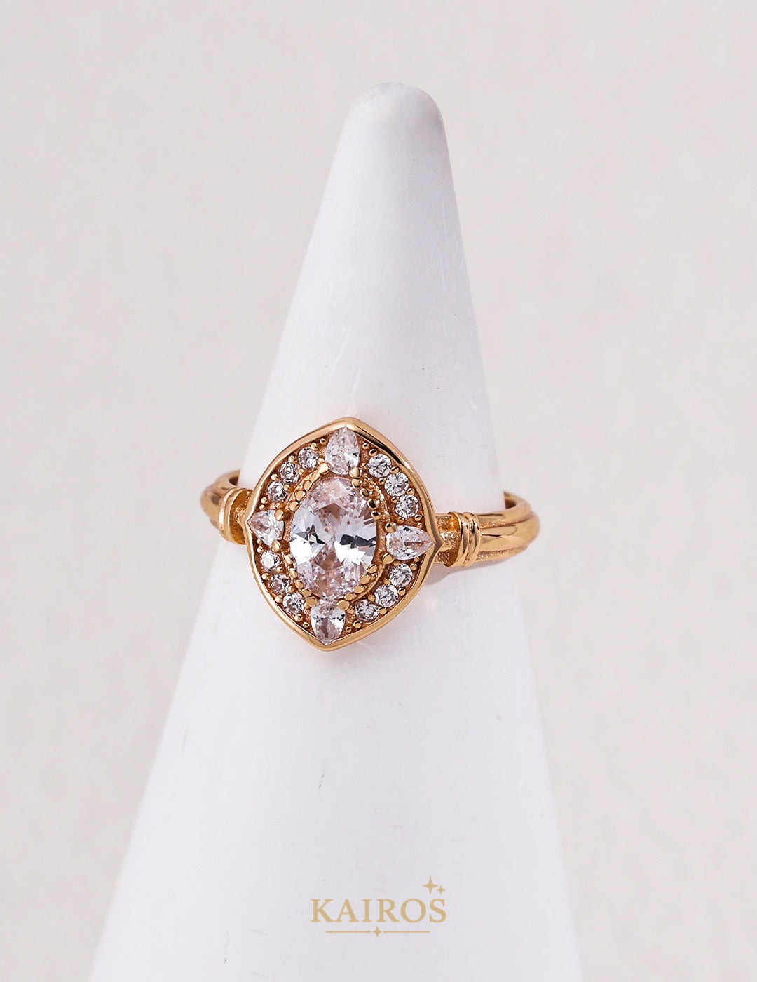 Kairos logo-only cover - Vintage Halo Zirconia Ring