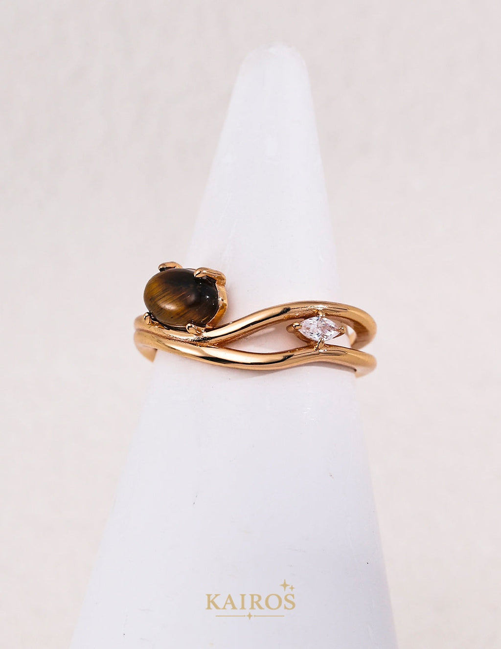 Kairos logo-only cover - Tiger’s Eye, Lapis Lazuli & Mother-of-Pearl Ring