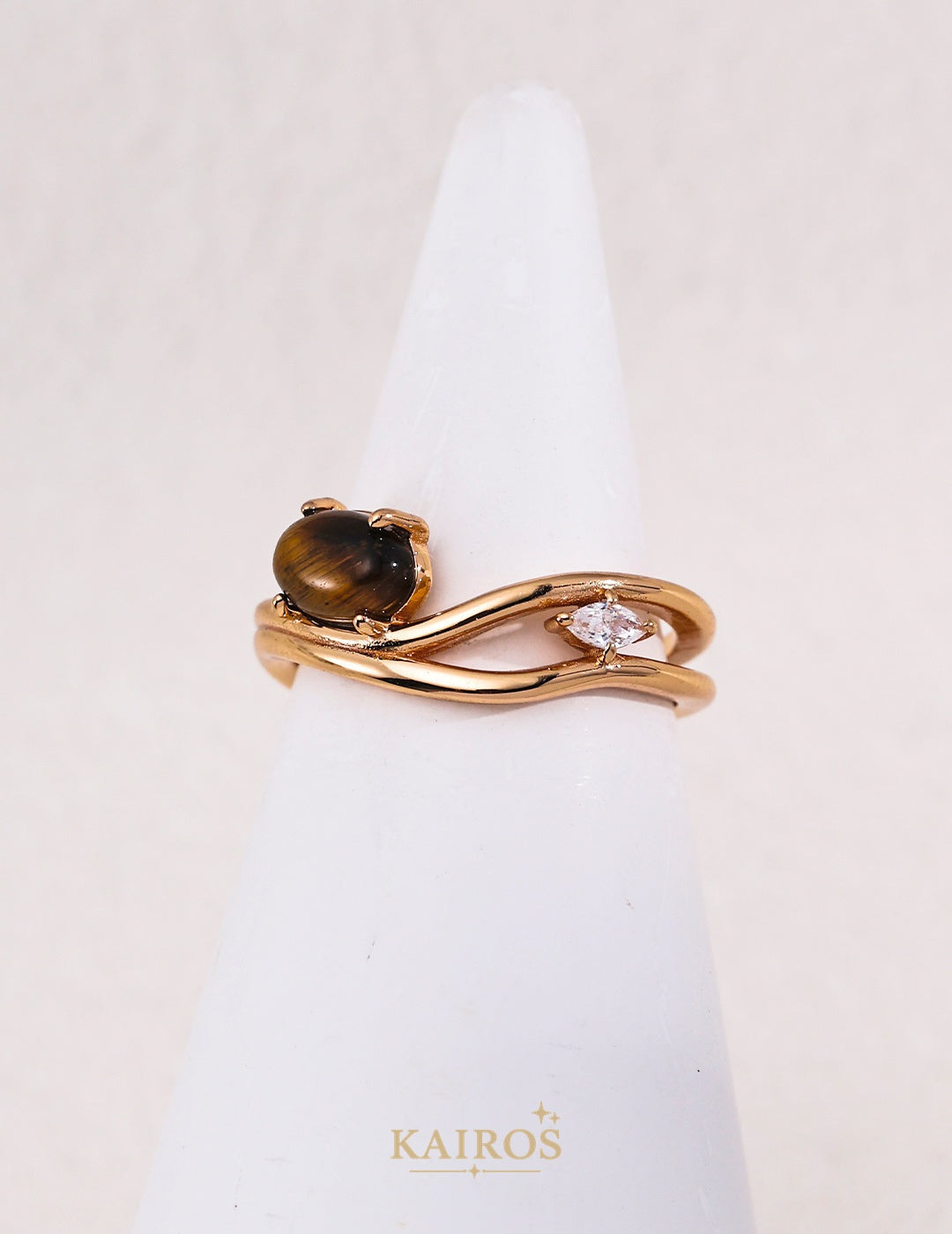 Kairos logo-only cover - Tiger’s Eye, Lapis Lazuli & Mother-of-Pearl Ring