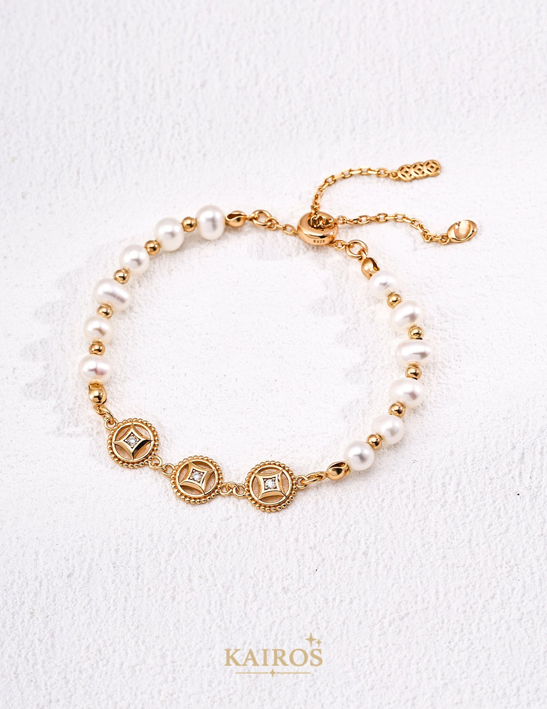 Kairos logo-only cover - Square Halo Pearl Radiance Bracelet