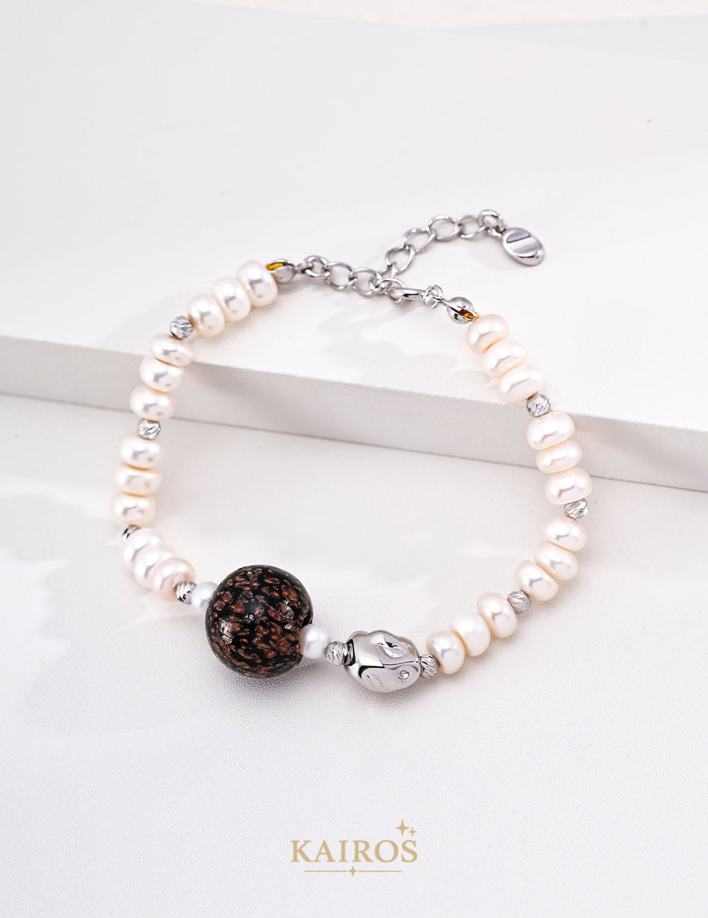 Kairos logo-only cover - Pearl & Artisan Glass Statement Bracelet