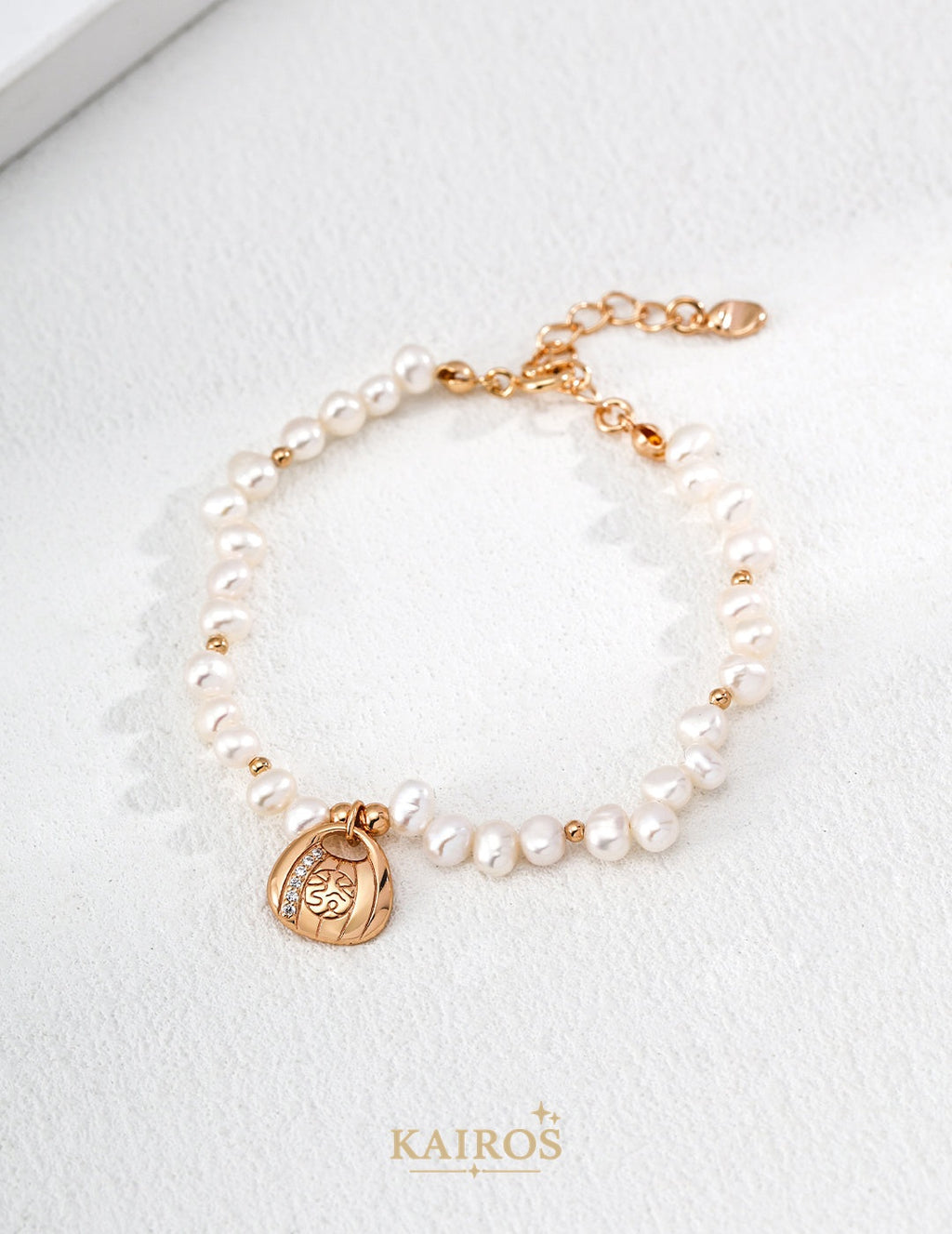 Kairos logo-only cover - Square Halo Pearl Light Bracelet