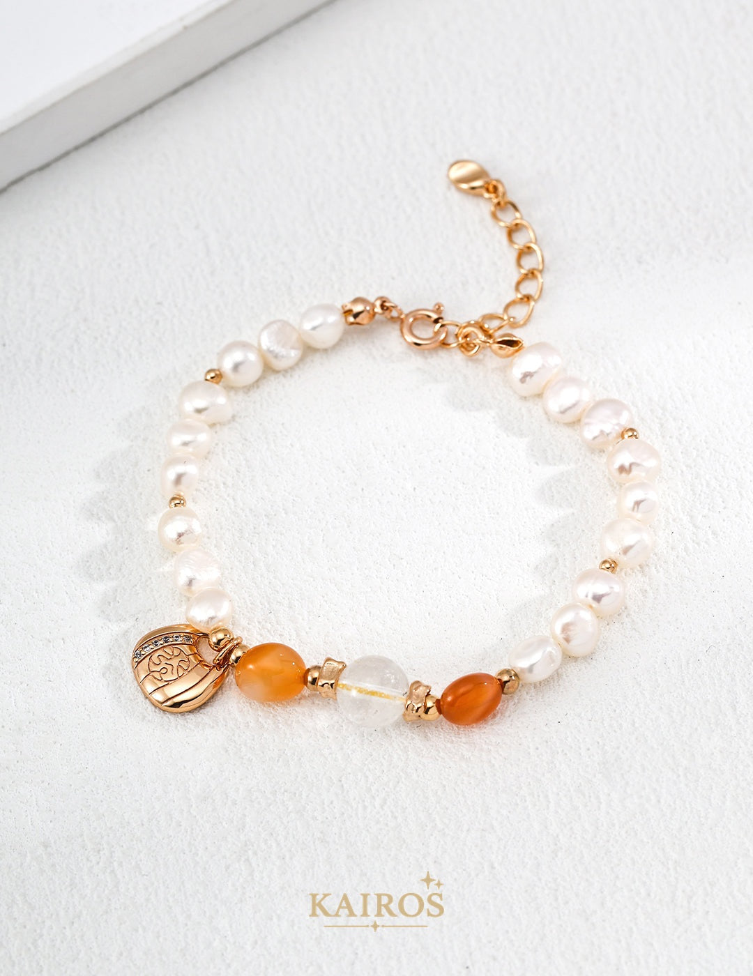 Kairos logo-only cover - Square Halo Pearl Sparkle Bracelet