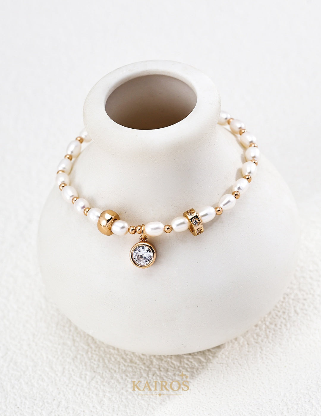 Kairos logo-only cover - Modern Pearl & Zirconia Bracelet