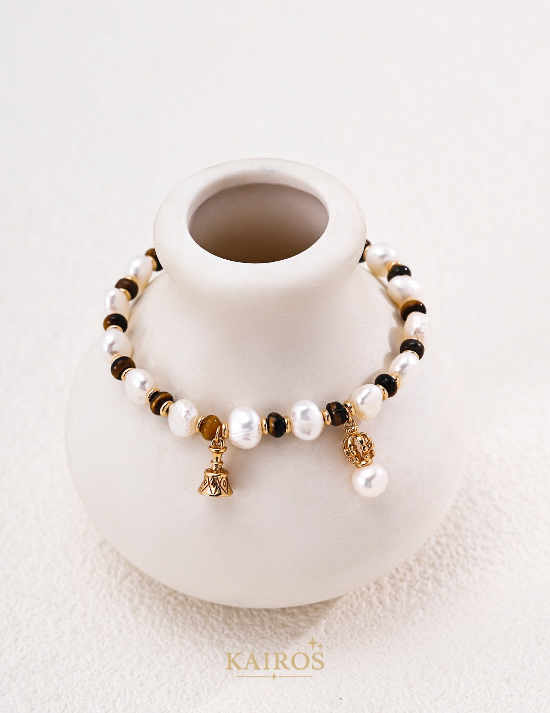 Kairos logo-only cover - Pearl, Tiger’s Eye & Mother-of-Pearl Bracelet