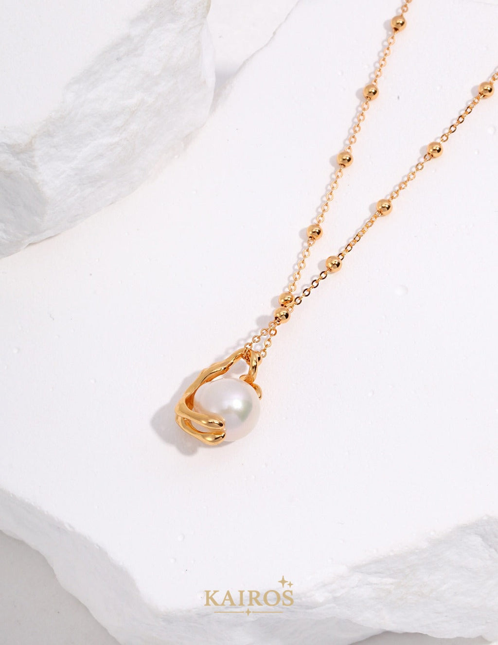 Kairos logo-only cover - Circle Glow Baroque Pearl Pendant Necklace