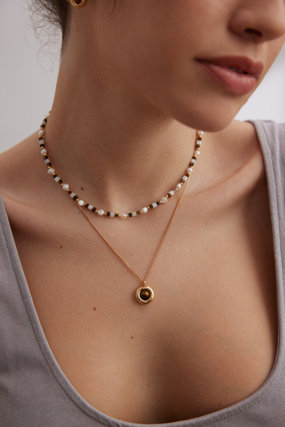 Tiger's Eye Pearl Necklace image 3