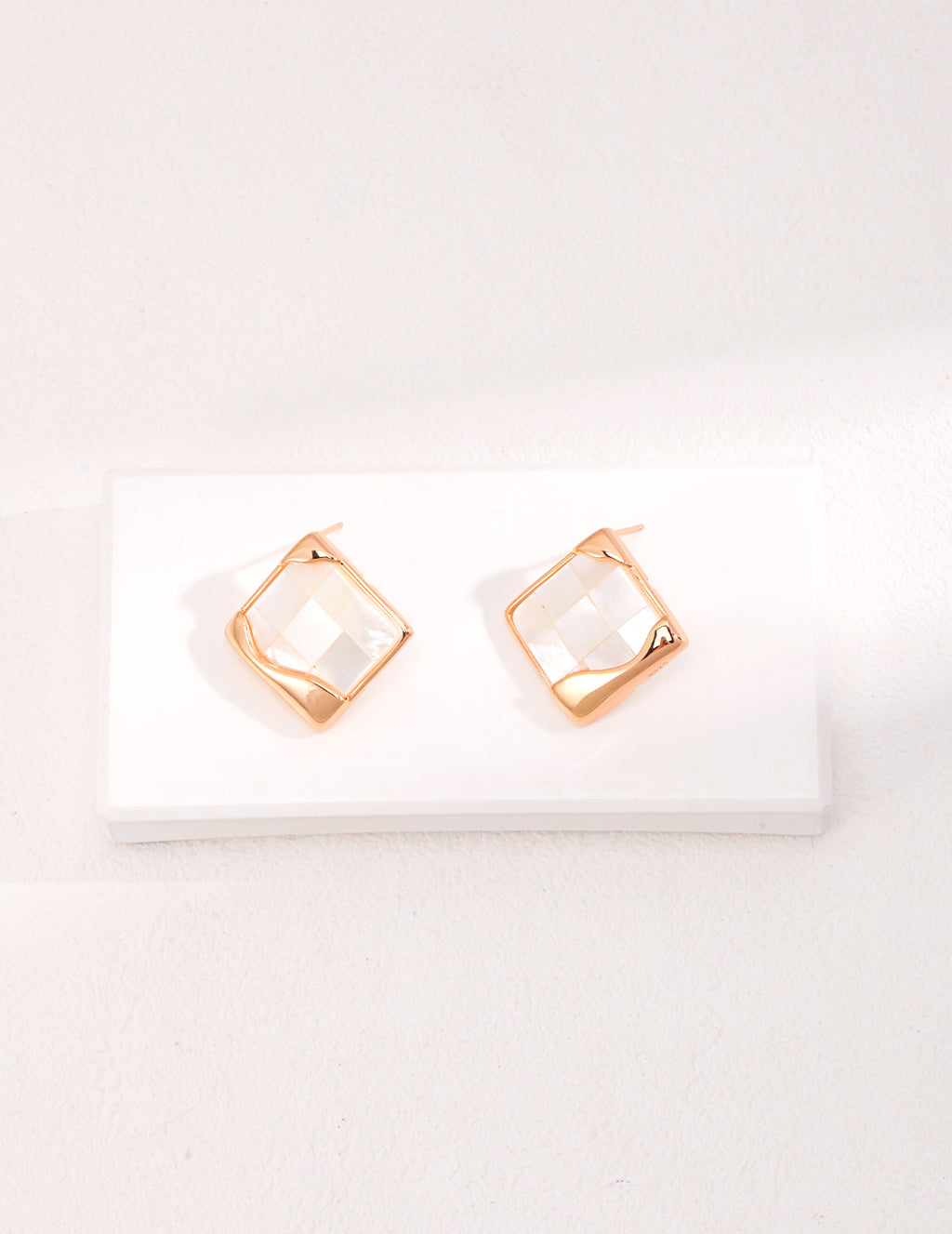 Sterling Silver Mother-of-Pearl Mosaic Earrings - image 2