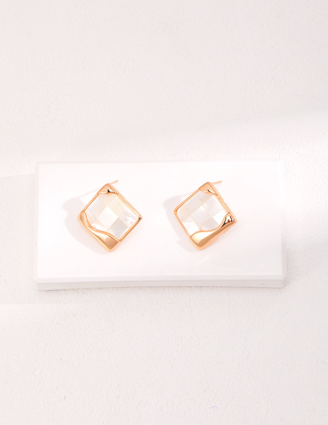 Sterling Silver Mother-of-Pearl Mosaic Earrings - image 2
