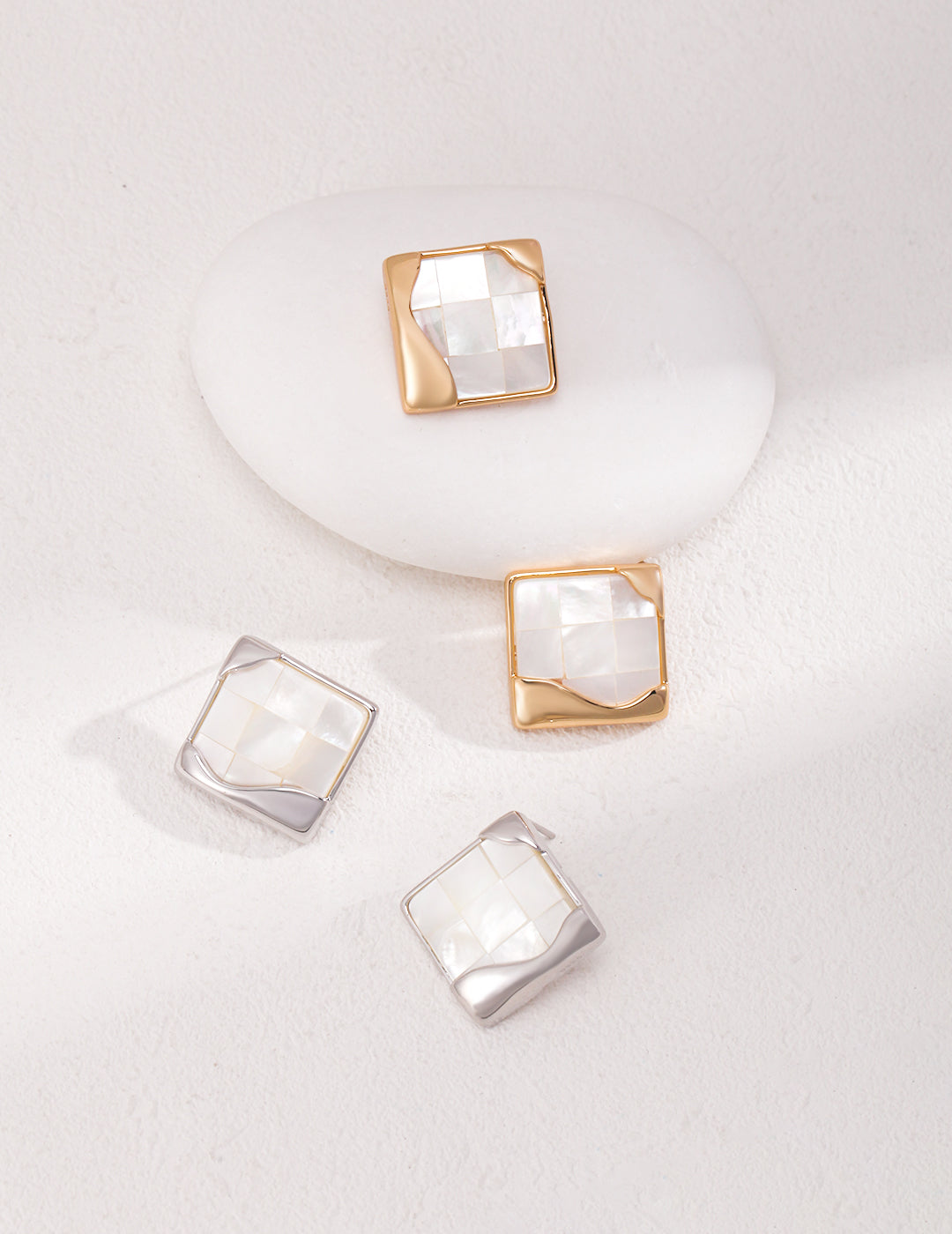 Sterling Silver Mother-of-Pearl Mosaic Earrings - image 4