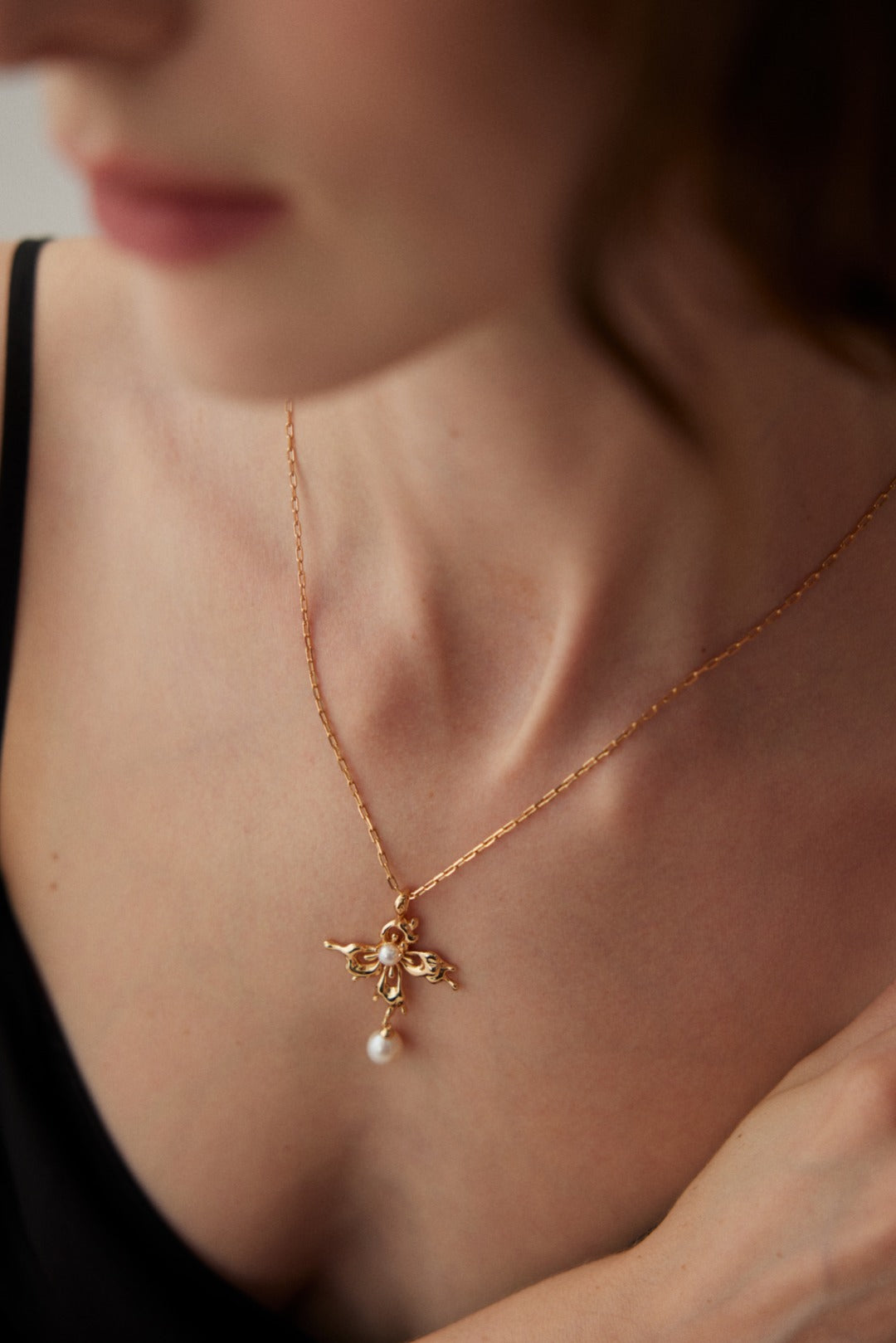 Butterfly Orchid Pearl Necklace image 2