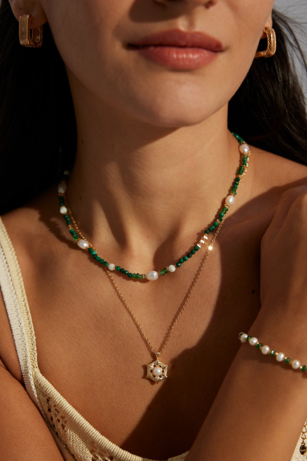 Malachite Pearl Necklace image 2