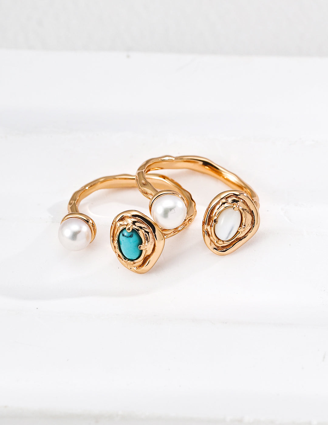 Pearl & Mother-of-Pearl / Turquoise Ring - image 3