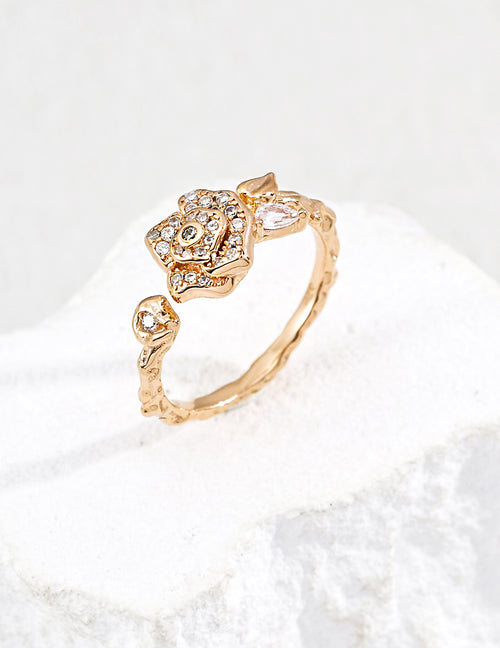 Camellia Story — Chanel-Style Camellia Zirconia Ring