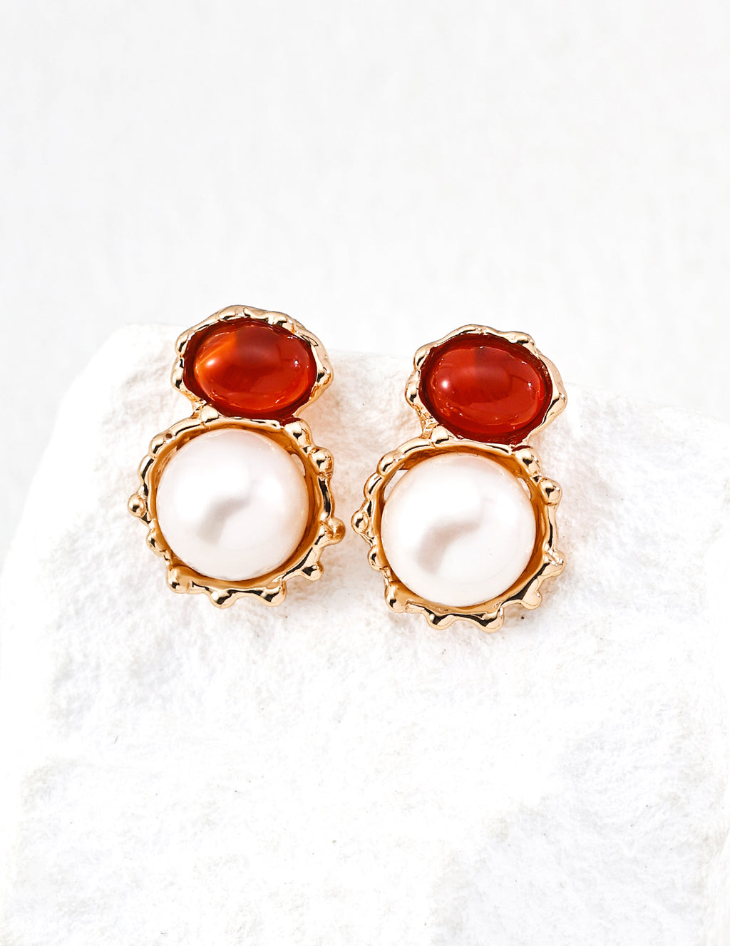 Hand-Carved Tiger's Eye / Agate Earrings - image 2