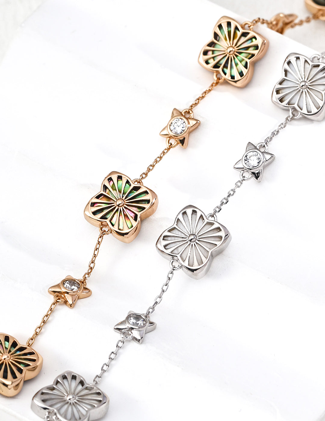 Modern Four-Leaf Clover Shell Bracelet - image 3