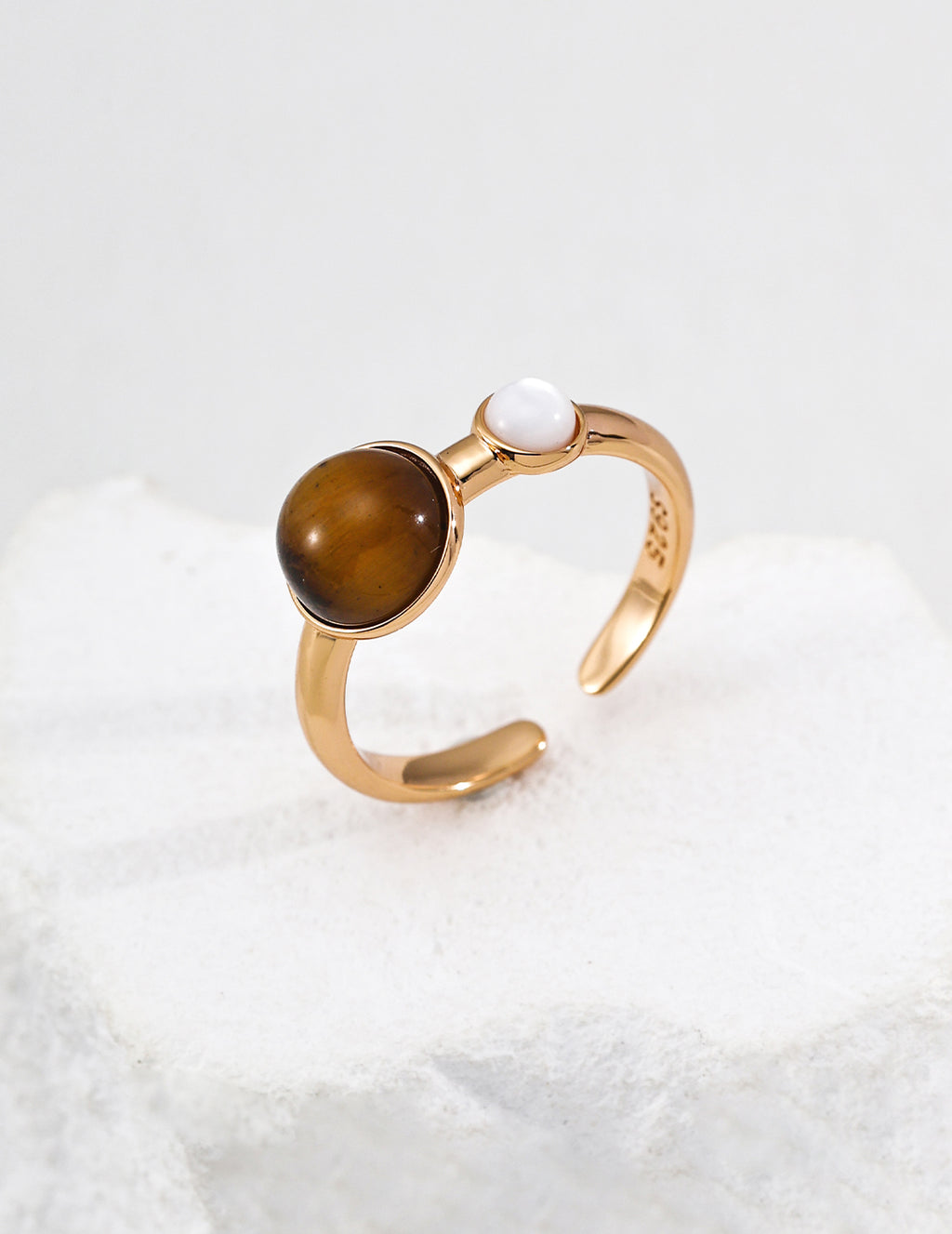 [Fortune Glow] Tiger's Eye & Mother-of-Pearl Ring