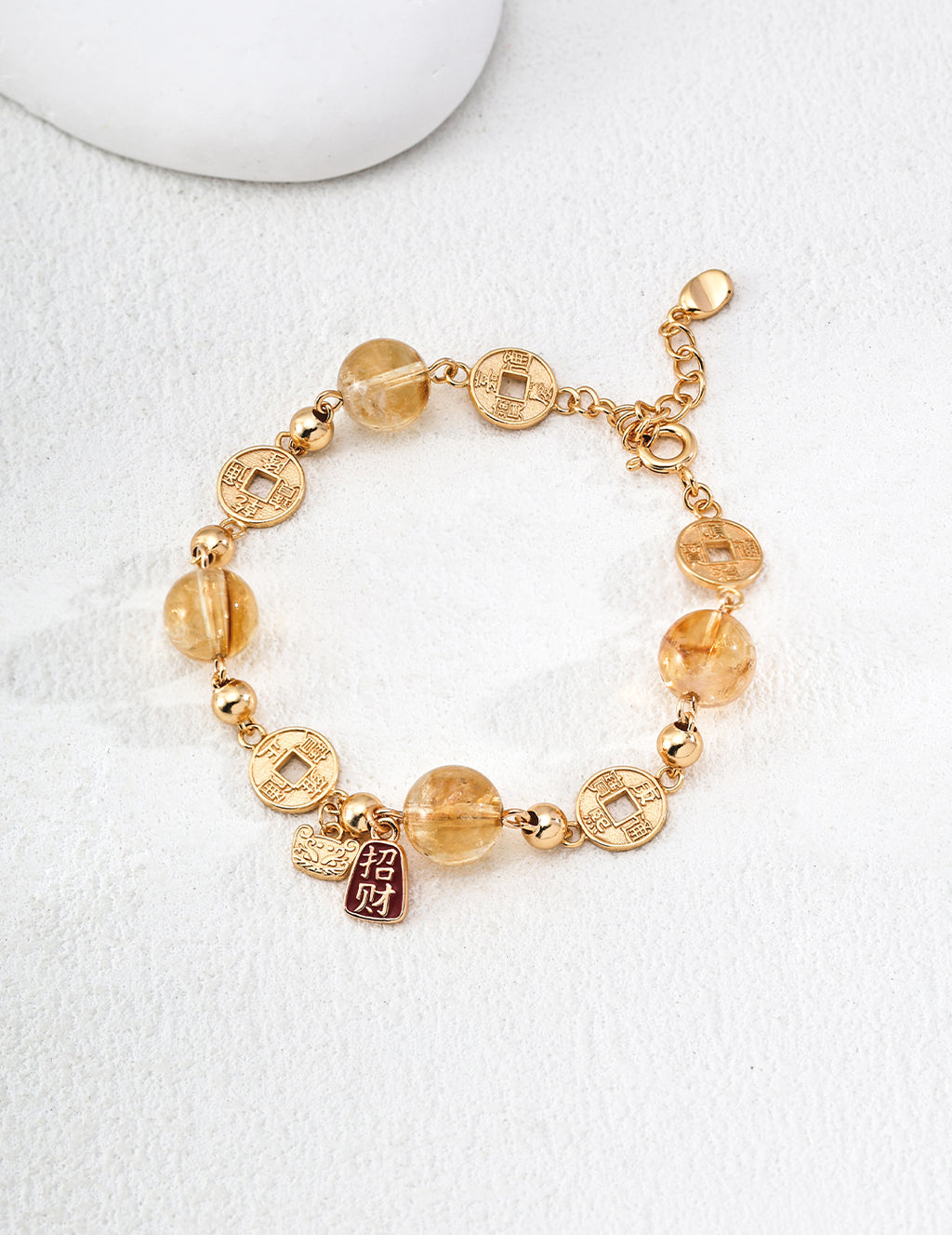 S925 Silver Fortune Yellow Resin, Crystal & Tiger's Eye Bracelet