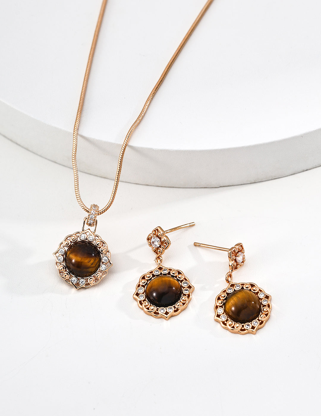 【Vermillion Bloom】S925 Silver Vintage Agate & Tiger's Eye Necklace - image 3
