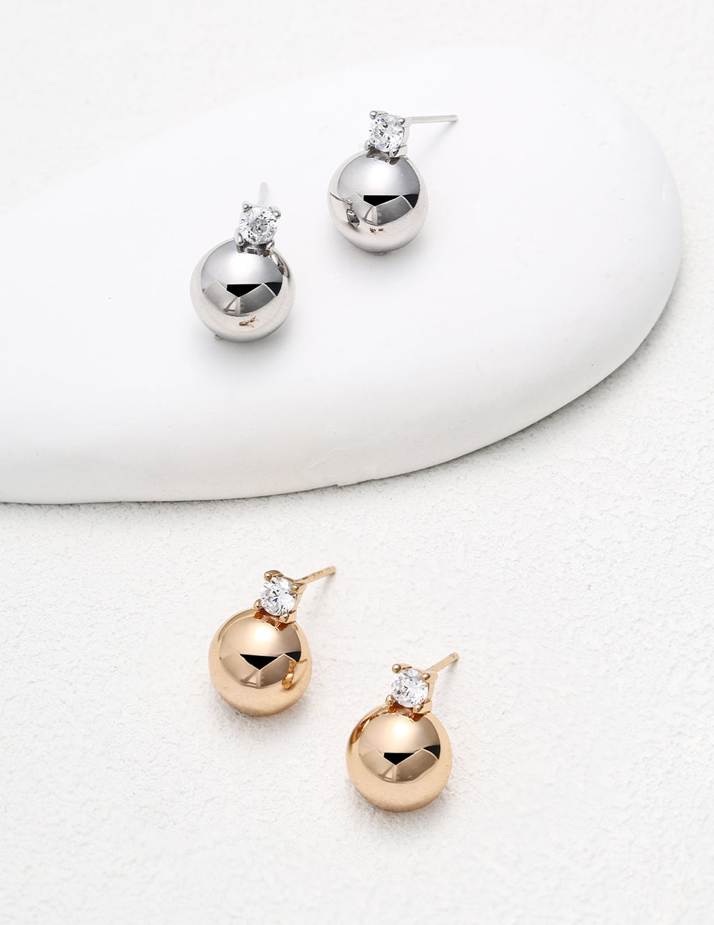Zirconia Silver Ball Stud Earrings - image 4