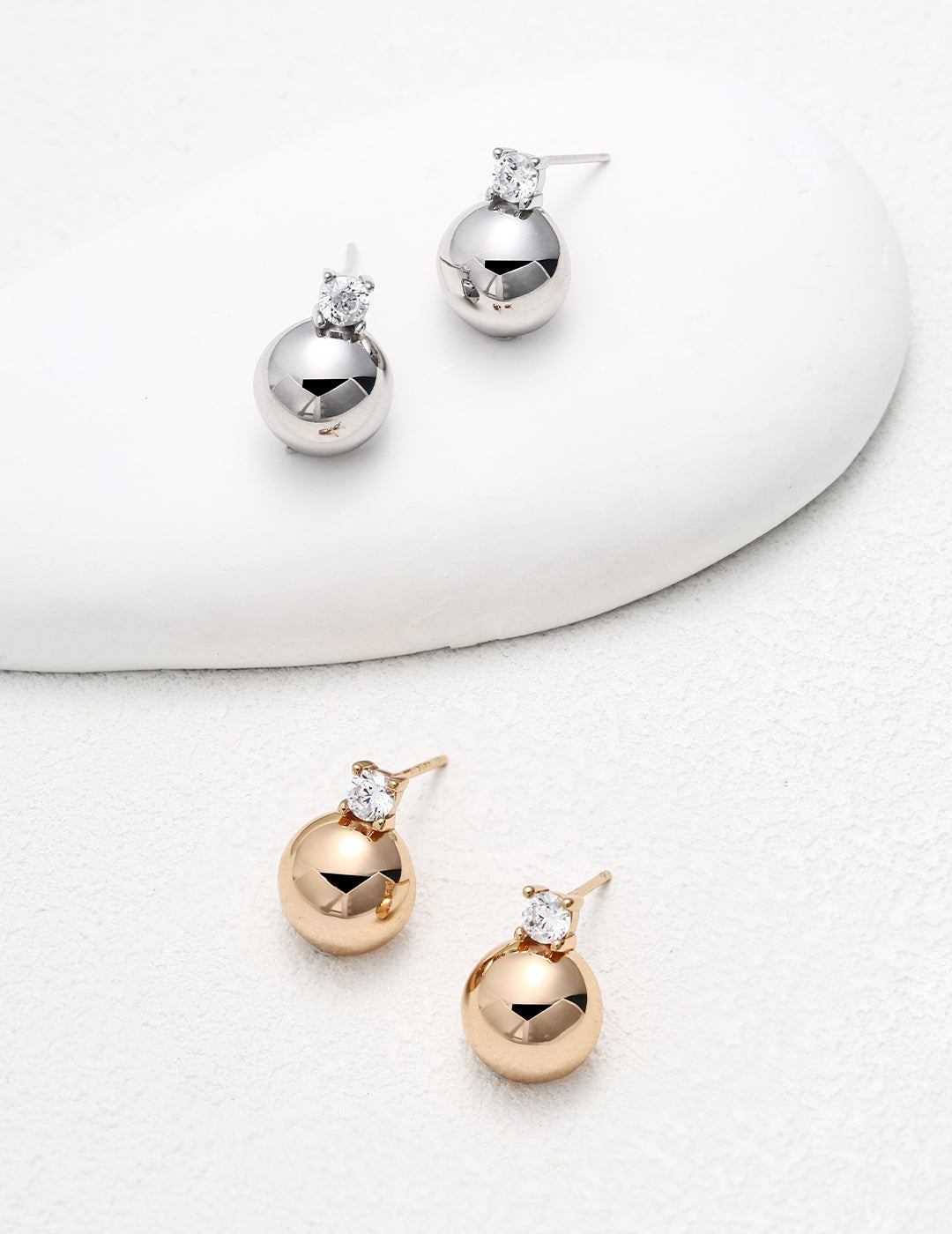 Zirconia Silver Ball Stud Earrings - image 4