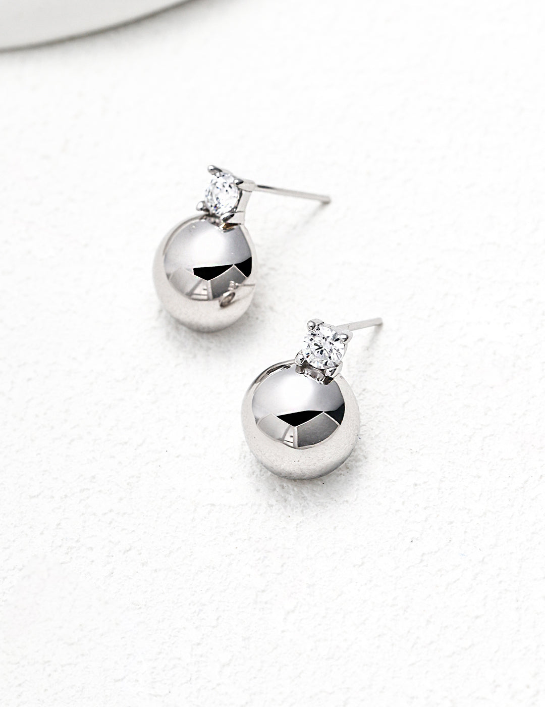 Zirconia Silver Ball Stud Earrings - image 2