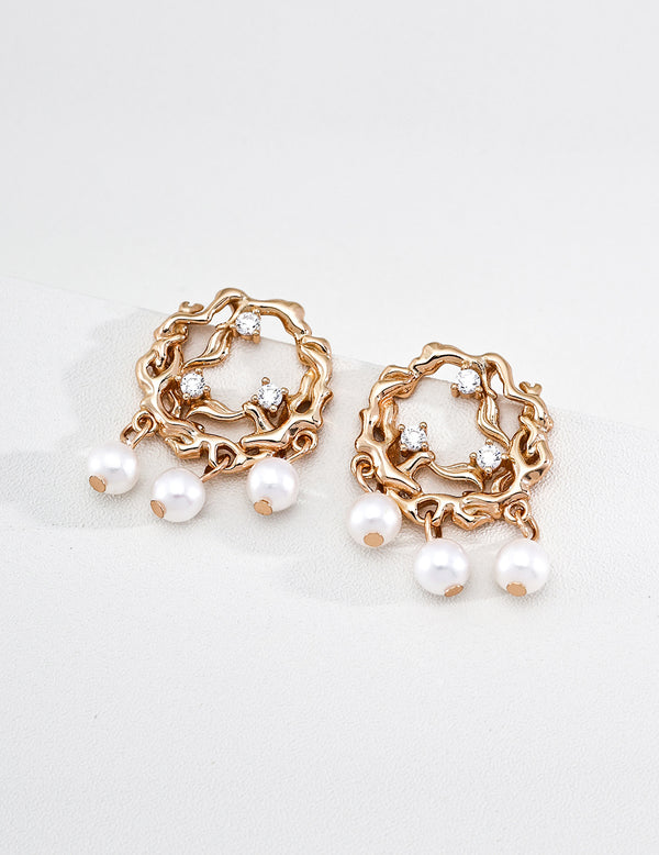 Lava Bloom Pearl Radiance Stud Earrings
