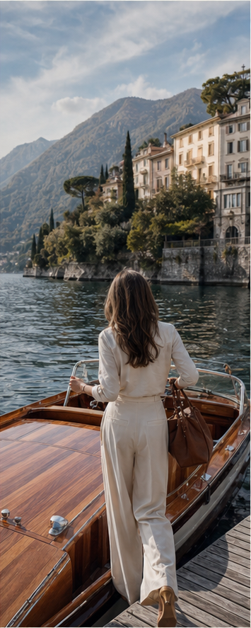 A woman enjoying a quiet boat ride along the coast